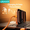 USAMS USB-C Cable SJ775 (SJ775USB01), 240W, 480Mbps, 1.2m, Black