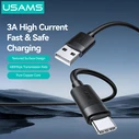 Usams USB 2.0 Cable USB-C male - USB-A 18W PD Μαύρο 1m SJ777USB01