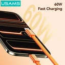 Usams USB 2.0 Cable USB-C male - USB-C 60W PD Μπλε 1.2m SJ783USB01