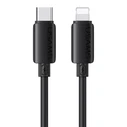 USAMS Lightning to USB-C Cable SJ788, 1m, 30W, 480Mbps, Black