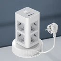 Πολύπριζο Tessan 11 In 1 Tower Surge Protector 8Xschuko, 2XUSB, 1Xtype-C, 2M Retractable Cable