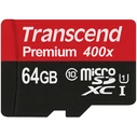 Κάρτα Μνήμης microSDXC 64GB Transcend Class 10 UHS-I U1 400x + SD Adapter