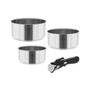 Teesa Cook Expert Single Hand Stainless Steel Cookware Set with Removable Handle (3 pcs)
