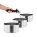Teesa Cook Expert Single Hand Stainless Steel Cookware Set with Removable Handle (3 pcs)