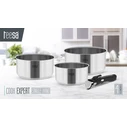 Teesa Cook Expert Single Hand Stainless Steel Cookware Set with Removable Handle (3 pcs)
