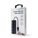 USB Hub Gembird 4-PORT USB 2.0 With SWITCHES Black