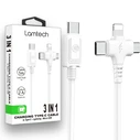Καλώδιο USB Lamtech 3 IN 1 Charging Type-C TO Type-C/LIGHTNING/MICRO USB 1M White