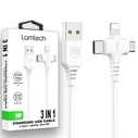 Καλώδιο USB Lamtech 3 IN 1 Charging TO Type-C/LIGHTNING/MICRO USB 1M White