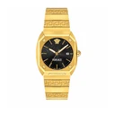 Versace Women's Analog Quartz Watch VE8F00424 — 44 mm, Gold Case & Bracelet, Black Dial