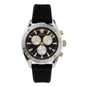 Versace Men's Analog Quartz Chronograph Watch VEHB00119 — 44 mm, Black Dial, Black Silicone Strap