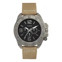 Ανδρικό Ρολόι Guess W0659G4 (46mm) Δερμάτινο Λουράκι Μπεζ