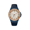 Ανδρικό Ρολόι Guess W0674G7 (45mm) Δερμάτινο Λουράκι Μπλε