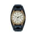 Ανδρικό Ρολόι Guess W1100G2 (44mm) Δερμάτινο Λουράκι Μπλε