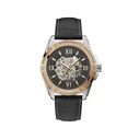 Ανδρικό Ρολόι Guess W1308G1 (45mm) Δερμάτινο Λουράκι Μαύρο