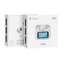 Bluetooth Handsfree Celebrat W63, Οθόνη Αφής, Tws, Anc, 13Mm, 30/360Mah, Λευκό