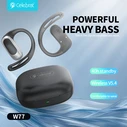 Celebrat W77 Open Ear Bluetooth Handsfree Ακουστικά με Θήκη Φόρτισης Μαύρα