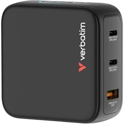 Καθολικός φορτιστής μπαταριών Verbatim Mini GaN Charger 100W με οθόνη, 2x USB-C και 1x USB-A, μαύρο