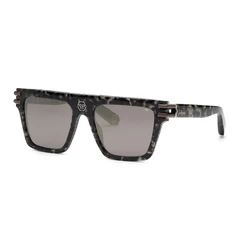 Philipp Plein Unisex Γυαλιά Ηλίου με Γκρι Κοκκάλινο Σκελετό και Γκρι Φακό