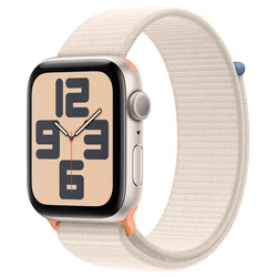 Apple Watch SE (2η γενιά) GPS 44mm Αλουμινίου (Silver) με Denim Sport Band (Beige)