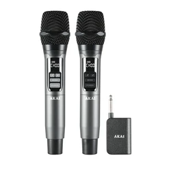 Akai AMD-350BT Σετ 2 Ασύρματα Χειρός Μικρόφωνα με Δέκτη (Ασημί/Μαύρο)