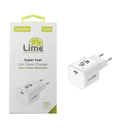 Lime Φορτιστής Ταξιδίου GaN USB‑C 45W Power Delivery / Quick Charge 3.0 (LGC45W)