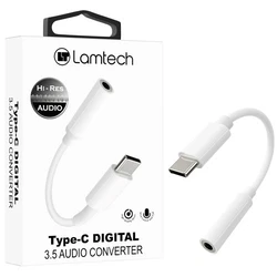 Αντάπτορας USB Lamtech Type-C Audio JACK 3,5mm WHITE