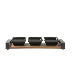 3-Section Appetizer/Serving Tray with Acacia Base 31x10cm - GUSTO CASA