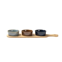 3-Section Appetizer Server with Bamboo Base 43x11 cm - GUSTO CASA REACTIVE 635868