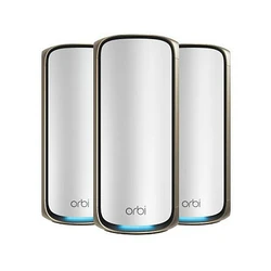 NETGEAR Orbi 970 Series Quad‑Band WiFi 7 Mesh System Λευκό 27Gbps Σετ 3 τεμαχίων με 1 έτος Armor