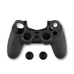 Spartan Gear - Controller Silicon Skin Cover and Thumb Grips (compatible with playstation 4) (colour: Black)