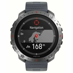 Polar Grit X2 Pro Stainless Steel 49mm Αδιάβροχο Smartwatch με Παλμογράφο (S/L Grey Silicone Strap)