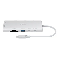 D-Link USB 3.2 Hub 10 Θυρών με σύνδεση USB-C / Ethernet Λευκό DUP-A01
