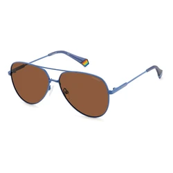 Polaroid Unisex Γυαλιά Ηλίου με Μπλε Μεταλλικό Σκελετό και Καφέ Polarized Φακό PLD6187/S MVU/HE