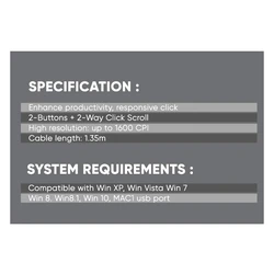 Ποντίκι Ενσύρματο Alcatroz USB Hr 1600 Cpi Optical Mouse Black