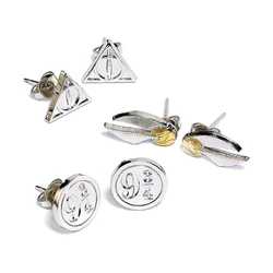 The Carat Shop Ltd Harry Potter Deathly Hallows Golden Snitch Platform Stud Earring Set