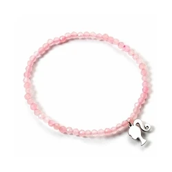 Barbie Sterling Silver Silhouette Charm Rose Quartz Bead Bracelet The Carat Shop Ltd