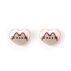 Σκουλαρίκια Carat Shop Pusheen - the Cat Pink Enamel and Gold Heart Stud (PTCE0104)