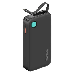 Power Bank Usams Cd224 με Καλώδιο USB-C, 2X Θύρες Εξόδου, 10000mAh, 20W, Μαύρο