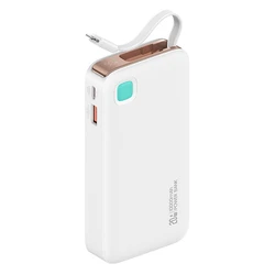 Power Bank Usams Cd225 με Καλώδιο Lightning, 2X Θύρες Εξόδου, 10000mAh, 20W, Λευκό