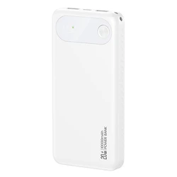 USAMS power bank CD249 με οθόνη, 3x θύρες εξόδου, 10000mAh, PD20W, λευκό