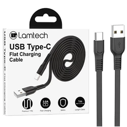 Καλώδιo USB Lamtech Type-C 3.0A FLAT 1M Black