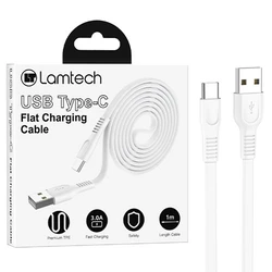 Καλώδιo USB Lamtech Type-C 3.0A FLAT 1M WHITE