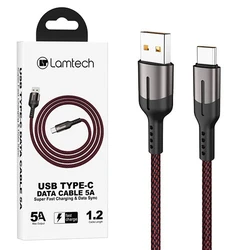 Καλώδιo USB Lamtech USB Type-C Data 5A 1,2M Black