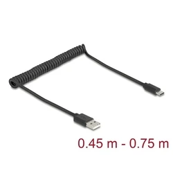 Καλώδιο USB Delock 2.0 Spiral USB Typ-A Plug to USB Type-C
