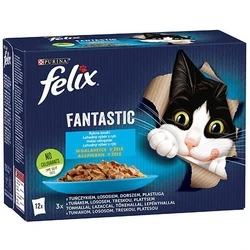 Υγρή Τροφή Γάτας Felix Fantastic fish flavors in jelly with tuna, salmon, cod and flatfish - 340g (12x 85 g)