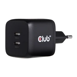 Φορτιστής Πρίζας Club 3D Travel PPS 45W GAN technology, Dual port USB Type-C, Power Delivery(PD) 3.0 Support Black