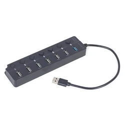 USB Hub Gembird UHB-U3P1U2P6P-01 7-port (1 x 3.1 + 6 x 2.0) with switches, black