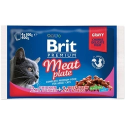 Υγρή Τροφή Γάτας Brit Premium Meat Plate 4x100g