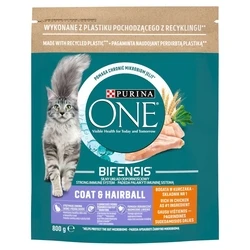 Ξηρά Τροφή Γάτας Purina One Bifensis Coat & Hairball Chicken 800 g