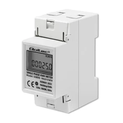 Διακόπτης Ράγας Qoltec 50899 Single phase consumption meter, 230 V, LCD, 2P, DIN rail